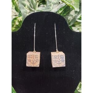 Women's Crafted Block Face Stylish Partywear Earrings Set